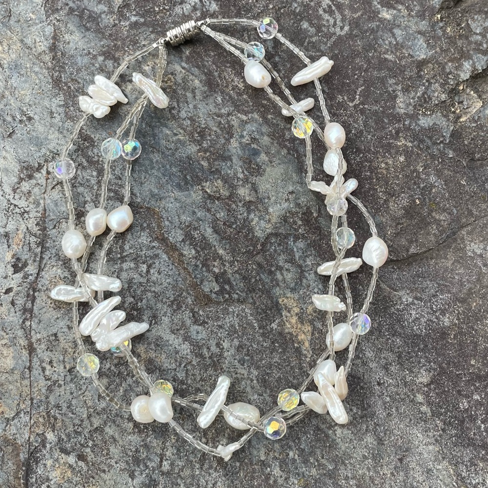 Vintage Pearl Crystal Fetish Choker Necklace - Picture 7 of 7